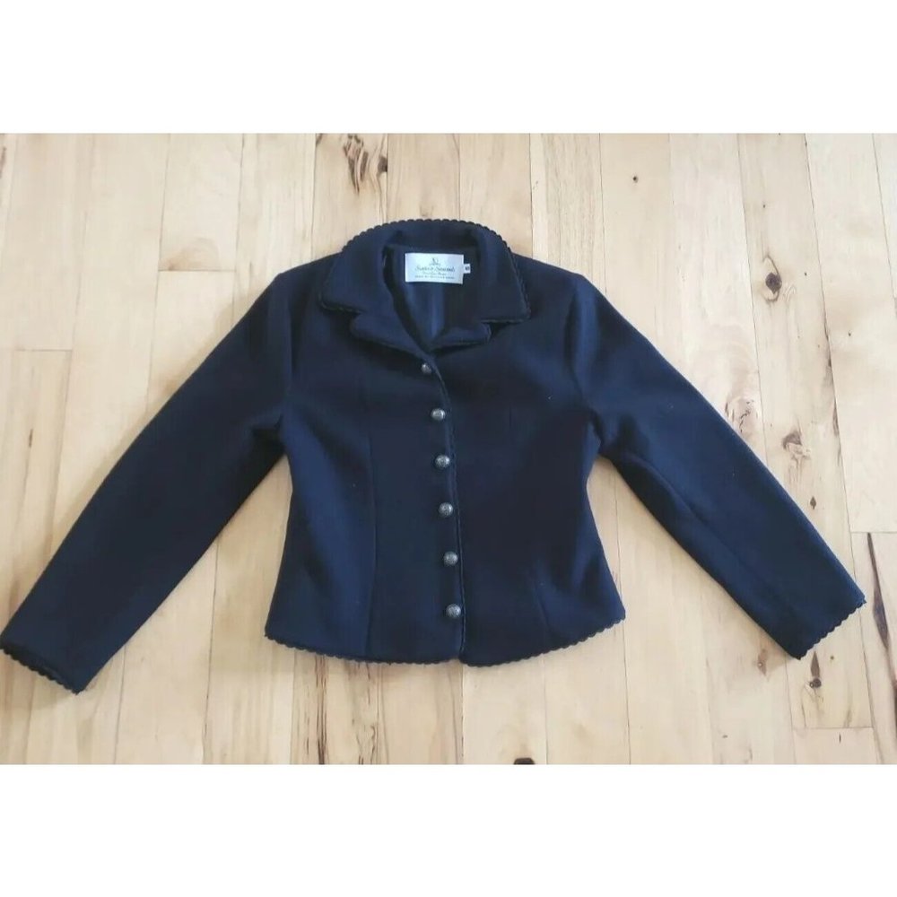 Vintage Suttles & Seawinds Black Wool Cropped Blazer Women's Size Small